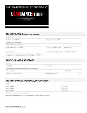 Fillable Online UCD MAINSTREAM CLASS ENROLMENT FORM Fax Email Print