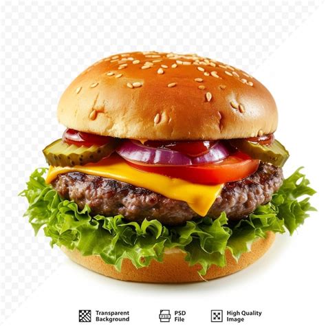 Premium Psd Classic Cheeseburger With Beef Patty Pickles Cheese