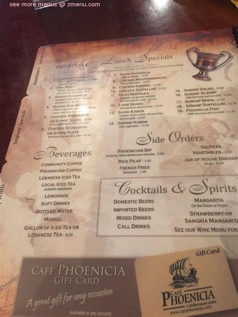 Online Menu of Cafe Phoenicia Restaurant, Baton Rouge, Louisiana, 70818 ...