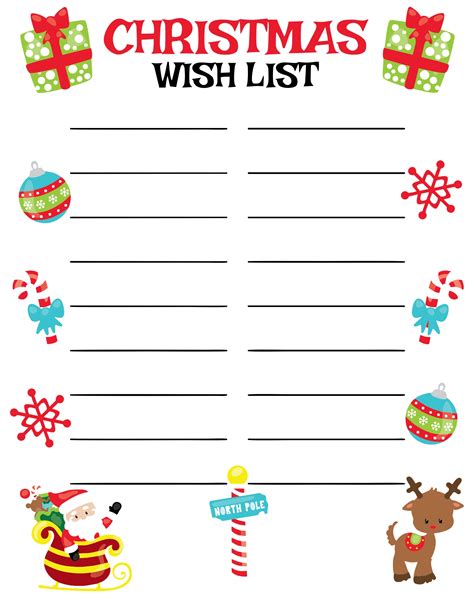 Free Printable Christmas List Printable Templates