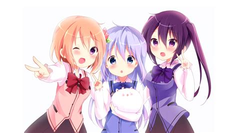 Amedamacon Animal Blue Eyes Blue Hair Blush Bow Gochuumon Wa Usagi Desu