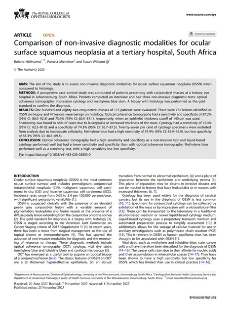 Pdf Comparison Of Non Invasive Diagnostic Modalities For Ocular