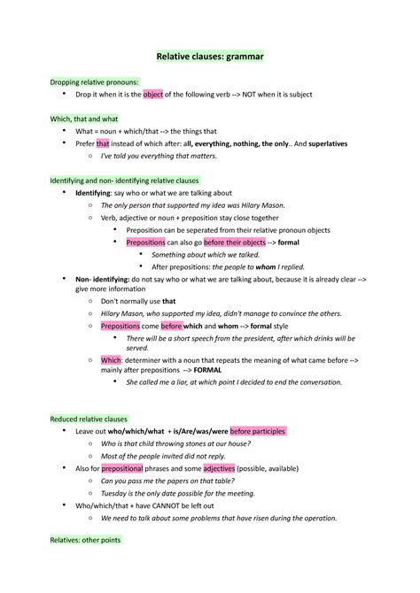 Relative Clauses Core Skills Grammar LMU Studocu