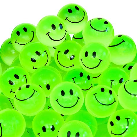 Playbees Bulk Bouncy Balls Glow In The Dark 1 Inch 144 Pc Small Rubber Smile Face High Bouncing