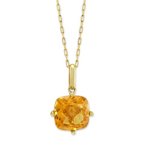 14K Yellow Gold Cushion Citrine Pendant 18 Borsheims