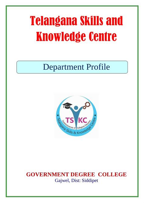 Pdf Telangana Skills And Knowledge Centre · To Support And Bridge The