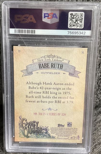 2017 Topps Gypsy Queen Missing Nameplate 301 Babe Ruth For Sale