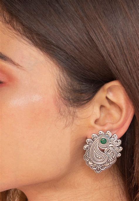 Buy Silver Look Alike Earrings Online JTU650 Utsav Fashion