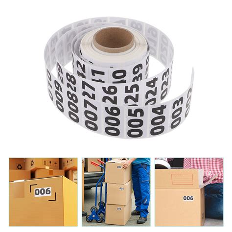 Adhesive Labels Consecutive Number Stickers Roll Black Number Inventory Label Prenumbered