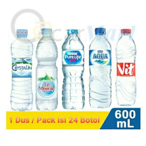 Jual Air Mineral 600ml 1 Dus Isi 24 Botol Sedang Crystalin Pure Life