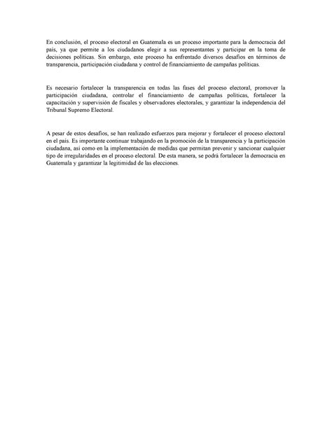 En Conclusi N En Conclusi N El Proceso Electoral En Guatemala Es Un