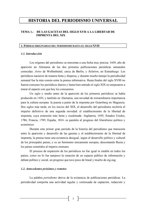 Bloque 1 Apuntes De Historia Del Periodismo Universal 1 Historia Del Periodismo Universal