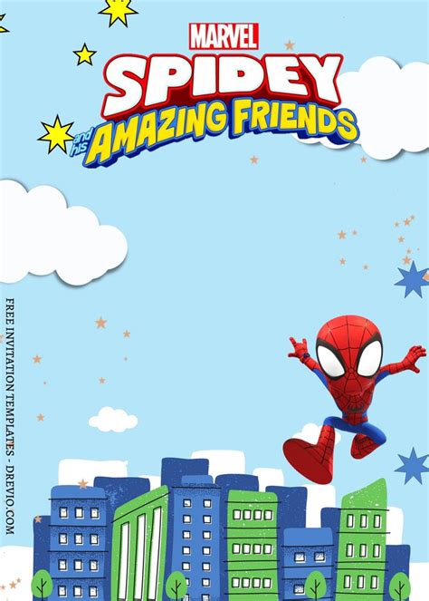 9 Mighty Spidey And His Amazing Friends Canva Birthday Invitation