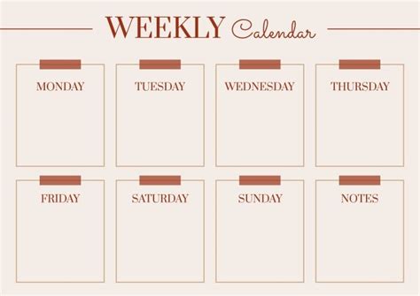 Free Minimalist Vintage Weekly Calendar Template