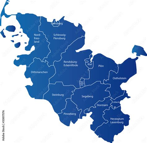 Karte Schleswig Holstein Stock Vektorgrafik Adobe Stock