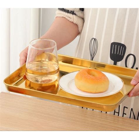 Promo Serving Tray Nordic Gold Stainless Nampan Baki Persegi