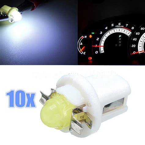 Universal 10Pcs Set White 12V T5 LED COB Bulb Dashboard Gauge Neo Wedge