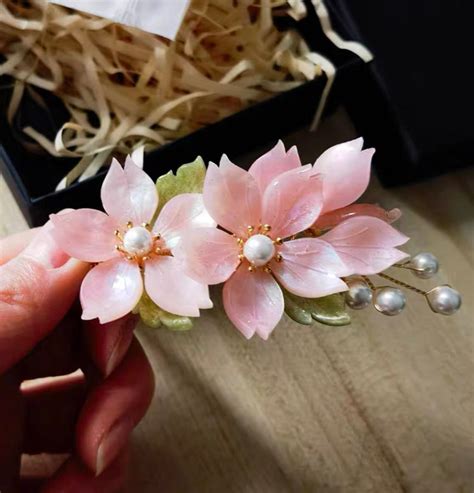 Sakura Flower Hair Stick Cherry Blossom Hairpins Retro Classical Hanfu Hair Stick Women Side