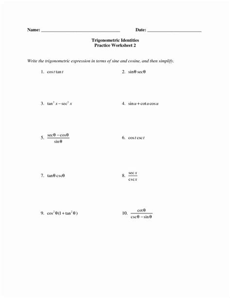 Verify Trig Identities Worksheet New Worksheet Verifying Trigonometric