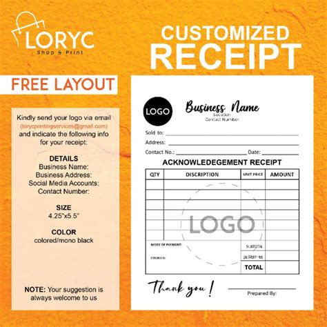 Customized Personalized Receipts Acknowledgements Receipt Shopee