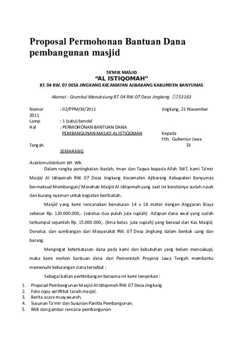 Contoh Proposal Bantuan Dana Pembangunan Masjid 2010 Cari