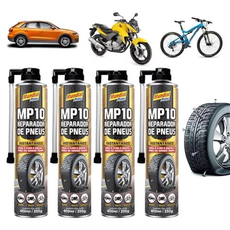 Kit 4 Spray Reparador Instantâneo De Furo Pneu P Carro Moto Frete grátis