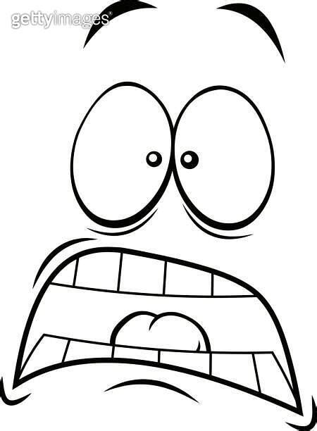 Outline Scared Cartoon Funny Face With Panic Expression 이미지 1312428647