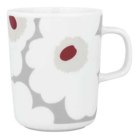 Marimekko Oiva Unikko Mug Dl L Grey White Red Yellow