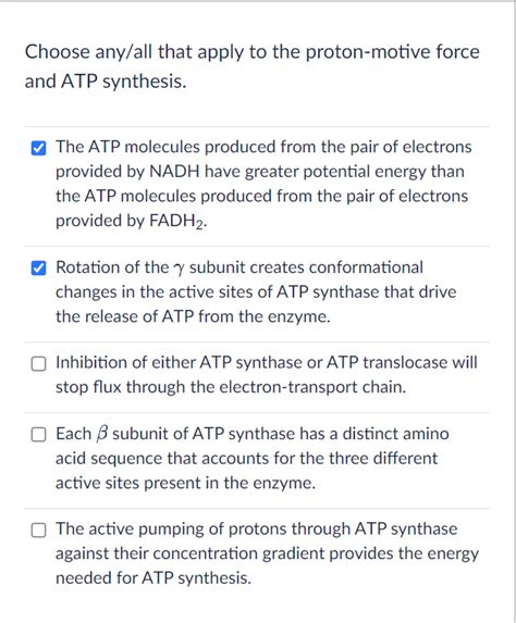 Solved Choose any/all that apply to the proton-motive force | Chegg.com