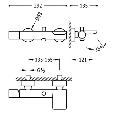 Max Tres Wall Mounted Single Handle Mixer Tap For Bath And Shower