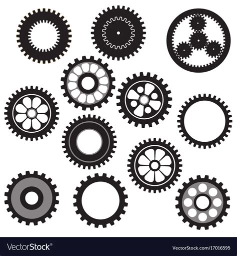 Machine Gear Collection Cogwheel Set Royalty Free Vector