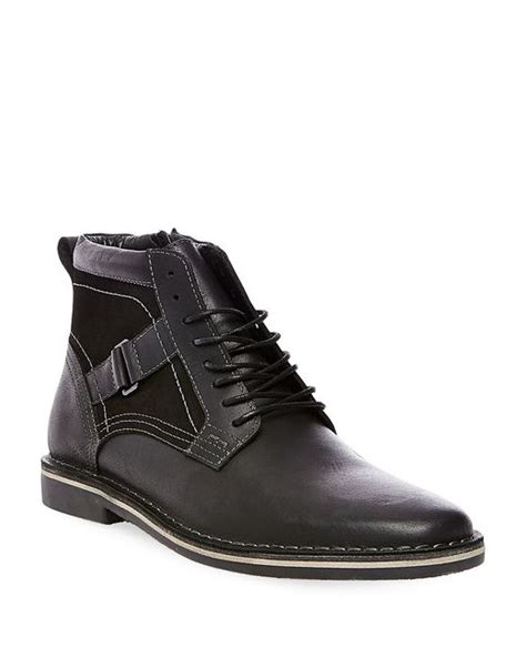 Steve Madden Hethrow Leather Ankle Boots In Black For Men Lyst