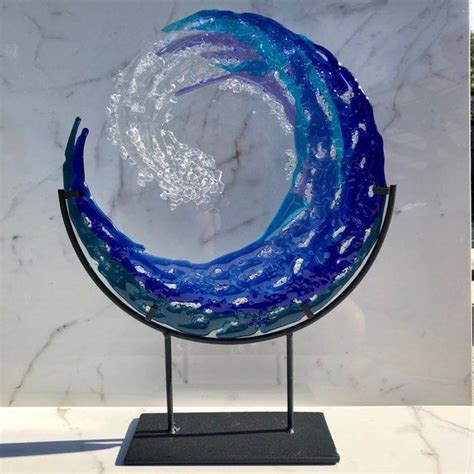 Fused Glass Wave Caribbean Sea And Sky Blue Ocean Sea Beach Stained Glass Mirror Fused