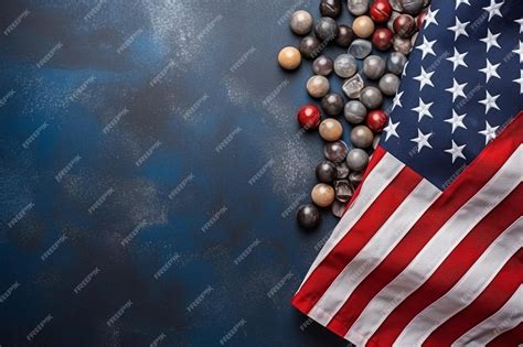 Premium Ai Image American Flag And Marbles On Stone Background Top