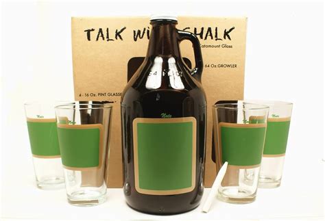 Amazon.com: Catamount Glassware 5-Piece "Talk With Chalk" Growler Set, Green Chalkboard : Home ...