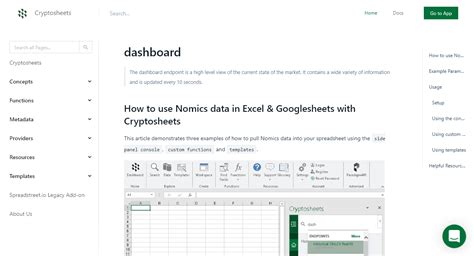 How To Pull Dashboard Data From Nomics Into Excel And Google Sheets