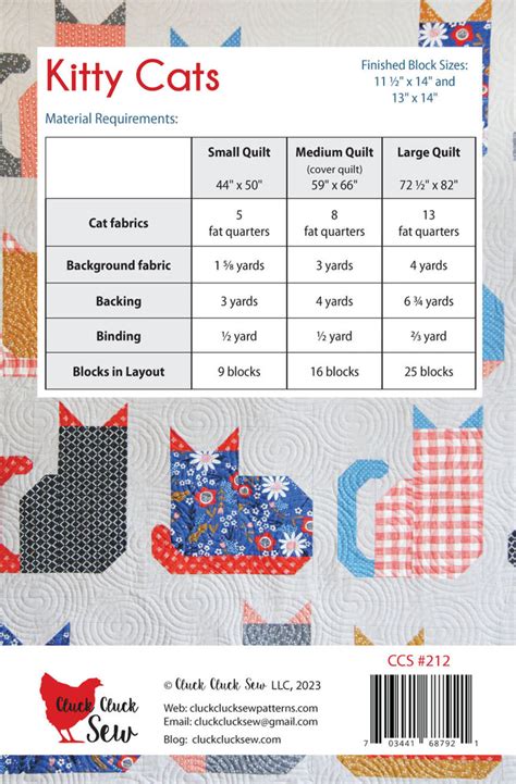 Kitty Cats 212 Pdf Pattern Cluck Cluck Sew