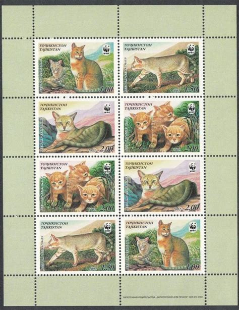 Tajikistan WWF Reed Cat Sheetlet Of 2 Sets 2002 MNH SC 185 A D SG 189