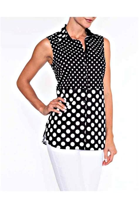 Sleeveless Polka Dot Blouse In 2020 Polka Dot Blouse Sleeveless Blouse