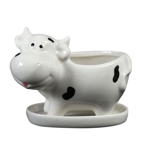 Pc Mignon Pot De Fleur Simul Vache Laiti Re En C Ramique Bassin