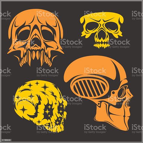 Set Of Skulls Vector Illustration Stock Illustration Download Image