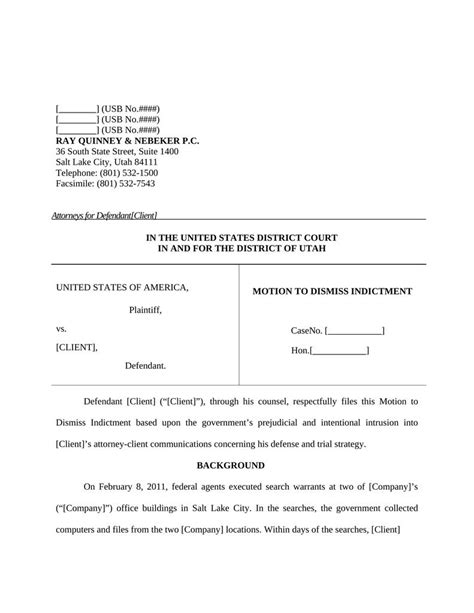 Sample Motion To Dismiss Indictment Facts Criminal Law Legal Document Attorney Docs