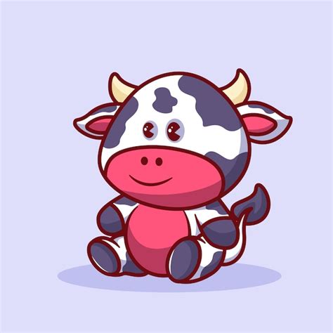 Ilustração de ícone de desenho animado de vaca fofa Vetor Premium