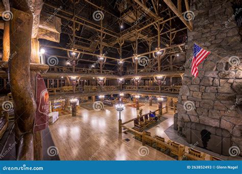 Old Faithful Inn lobby editorial stock photo. Image of historic - 263852493