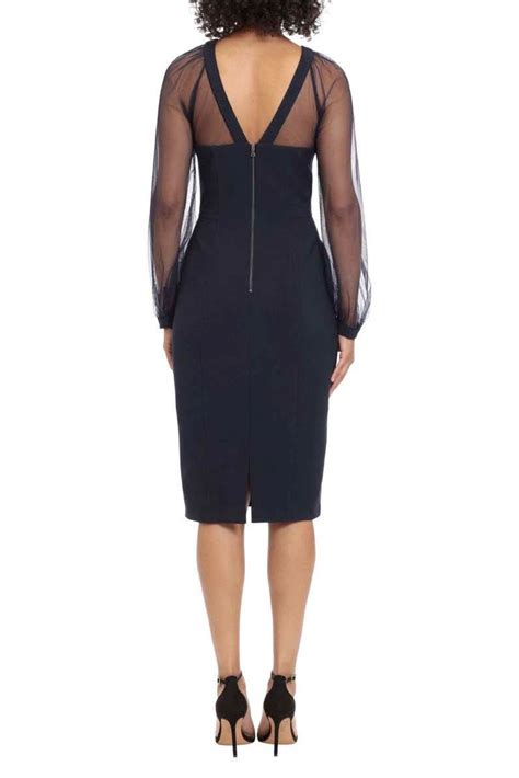 Maggy London Illusion Mesh Neckline Sheath Dress