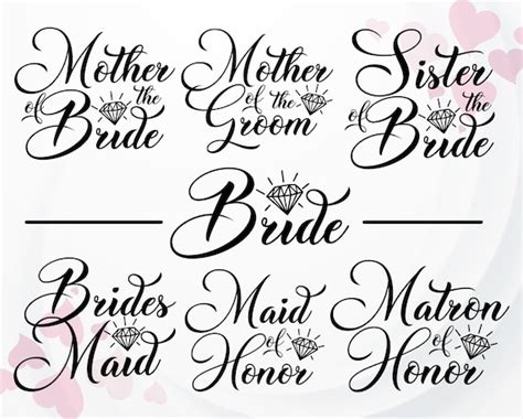 Bride SVG Bridesmaid SVG Mother Of The Bride Svg Matron Of Etsy UK