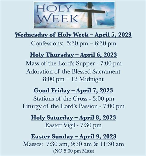 Holy Week Schedule 2023