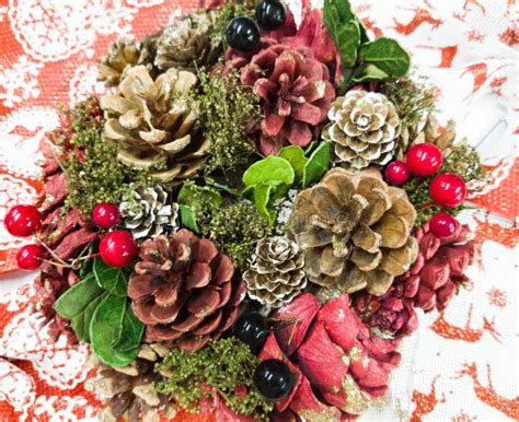 Christmas Wreath of Cones of Fir Branches and Decorative Berries ...