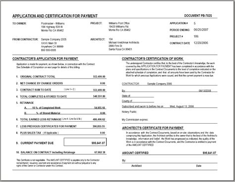 03 07 00 08 Progress Billing Application For Payment Aia Style