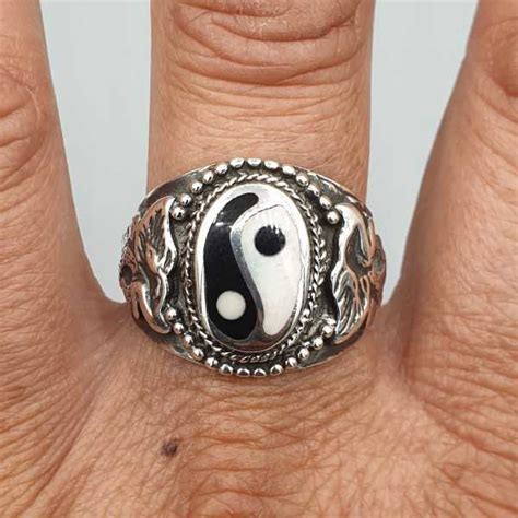 925 Sterling Zilveren Ring Yin Yang Ring Maat Ring Maat 16 5 Mm